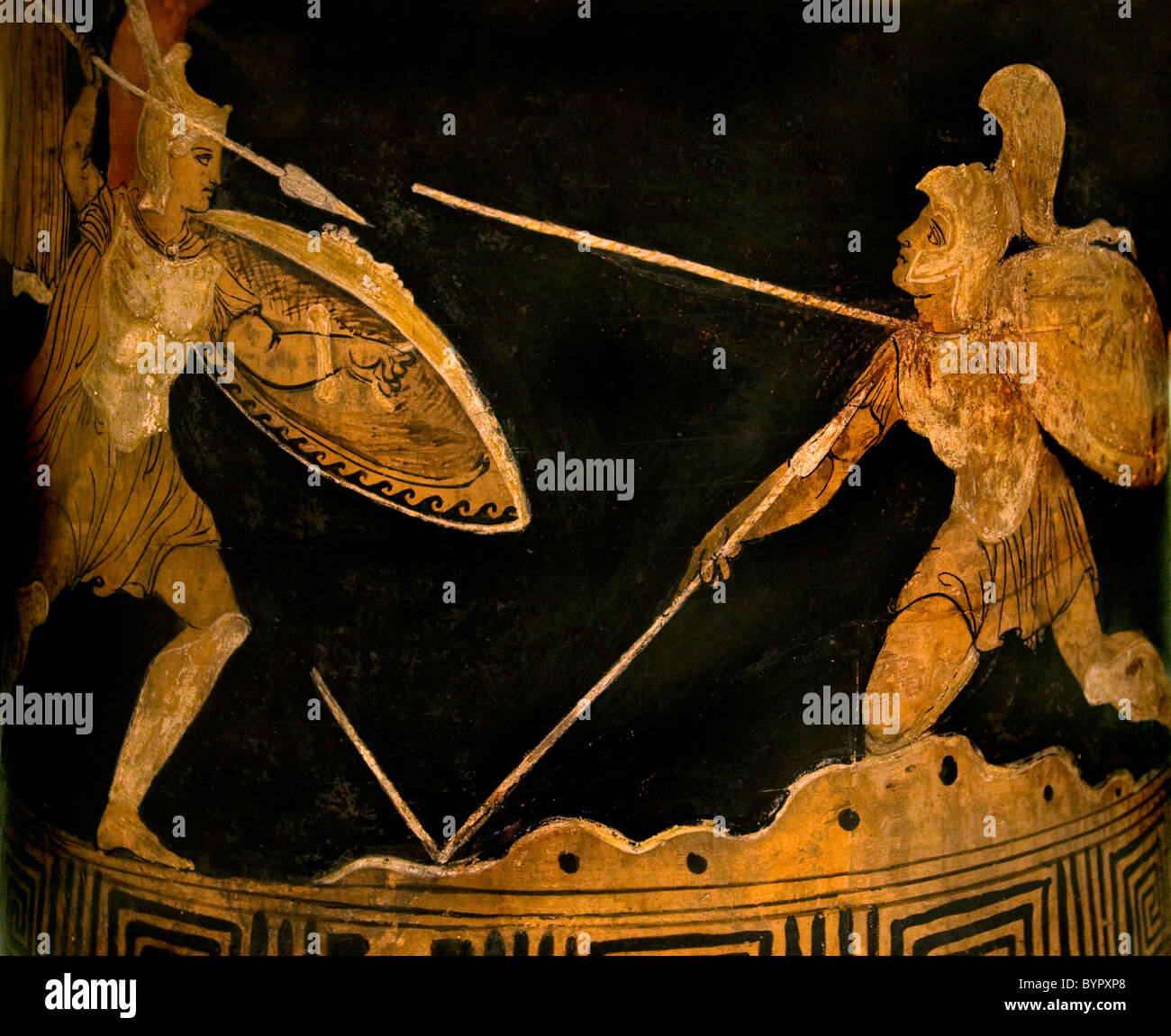 Troy guerra di Troia combattimenti Achille e Memnone 300 A.C. ceramica greca Bagno Turco Grecia Turchia Foto Stock