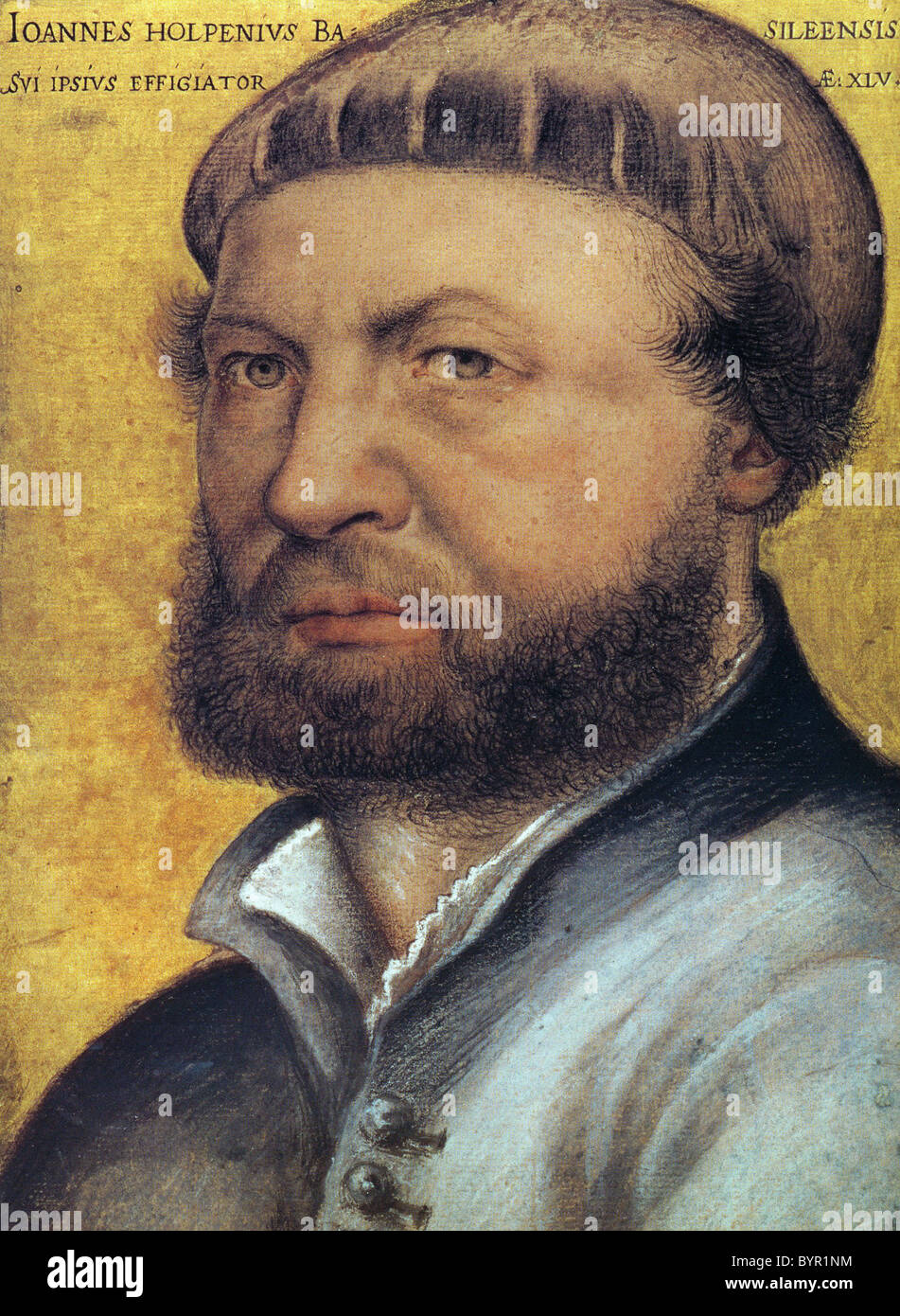 HANS Holbein il Giovane (c) 1497-1543 artista tedesco/ printmaker in un autoritratto della Galleria degli Uffizi, Firenze Foto Stock