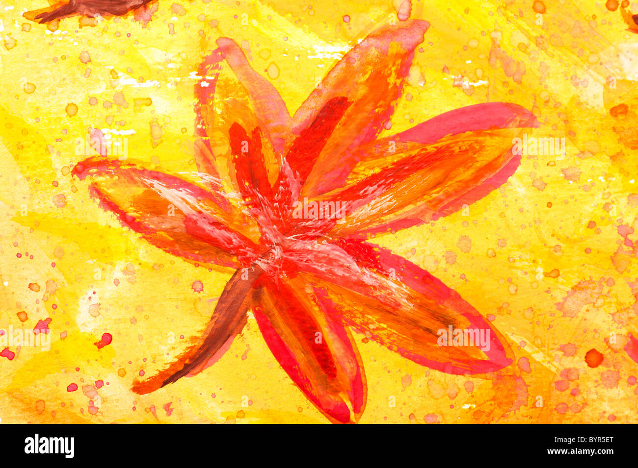 Macro dettaglio di grunge acquarello dipinto di sfondo floreale Foto Stock