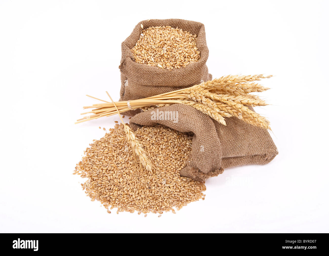 Chicchi di grano e le orecchie Foto Stock