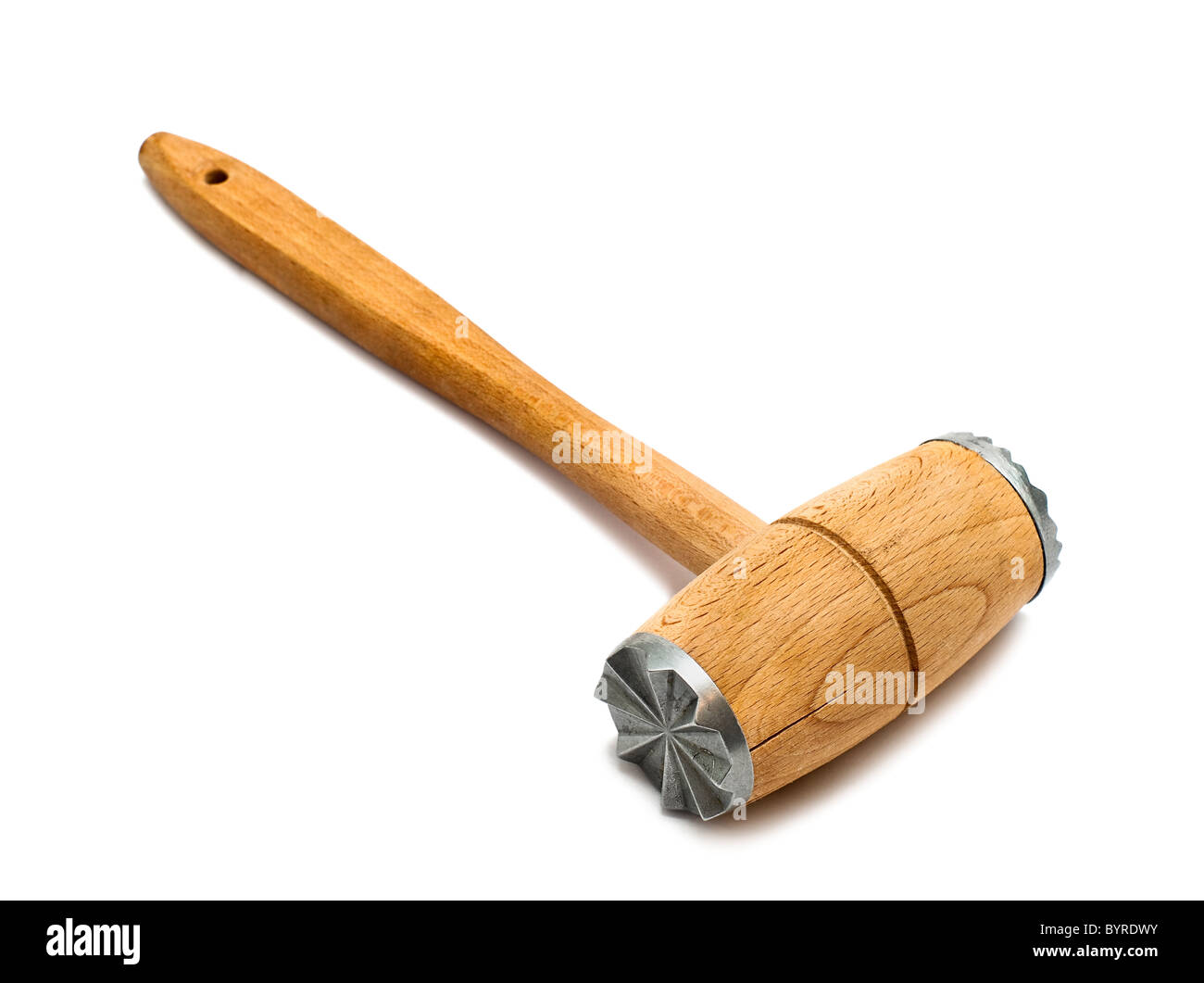 Legno argento tenerizzatore isolati su sfondo bianco Foto Stock