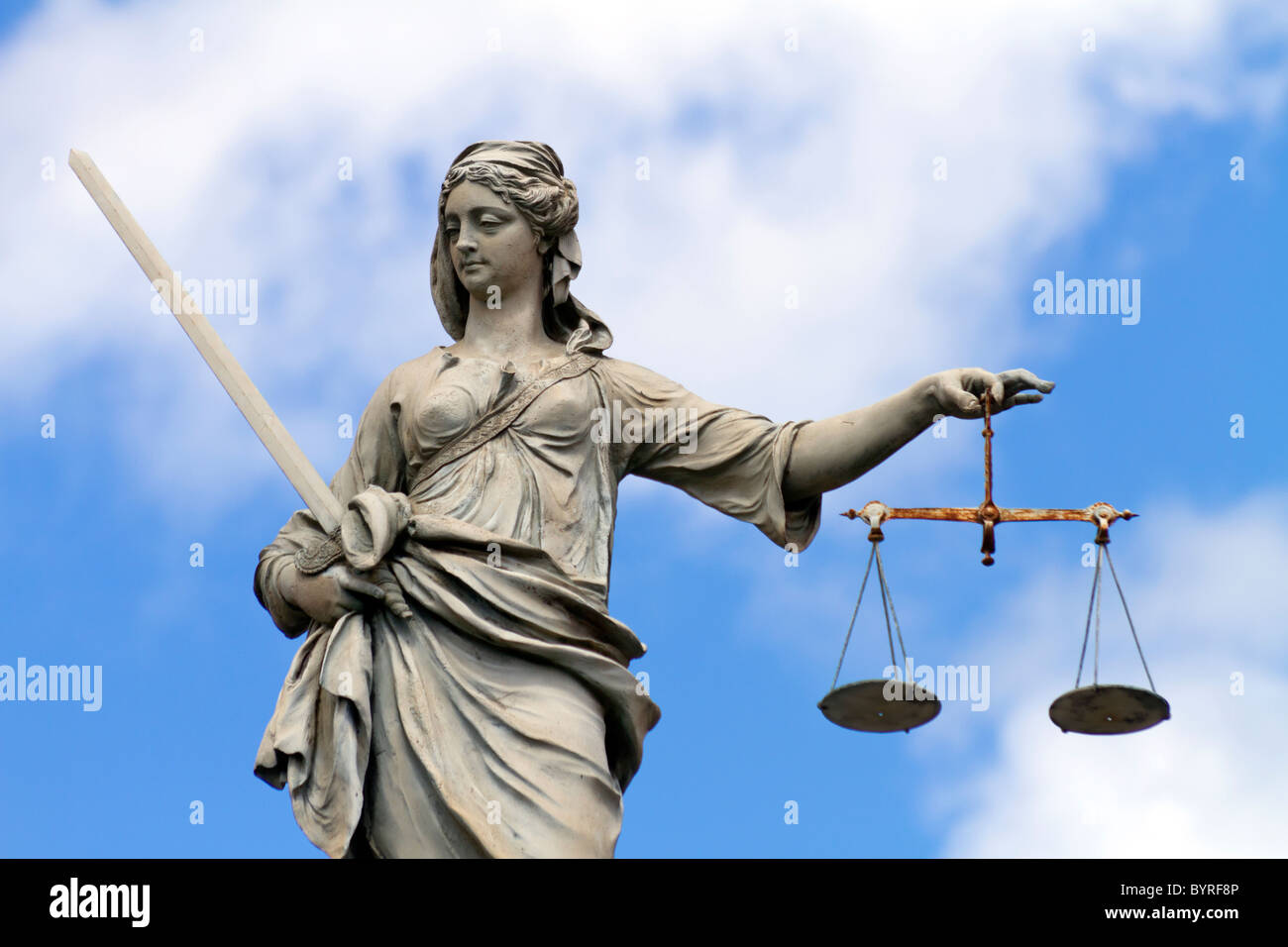 Statua di Lady giustizia a Dublino Foto Stock