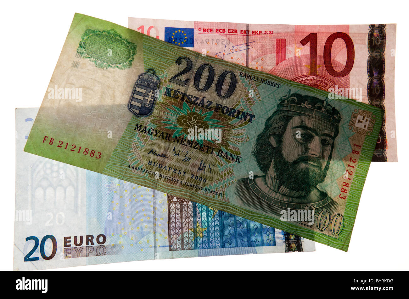 Il fiorino ungherese con Euro Foto stock - Alamy