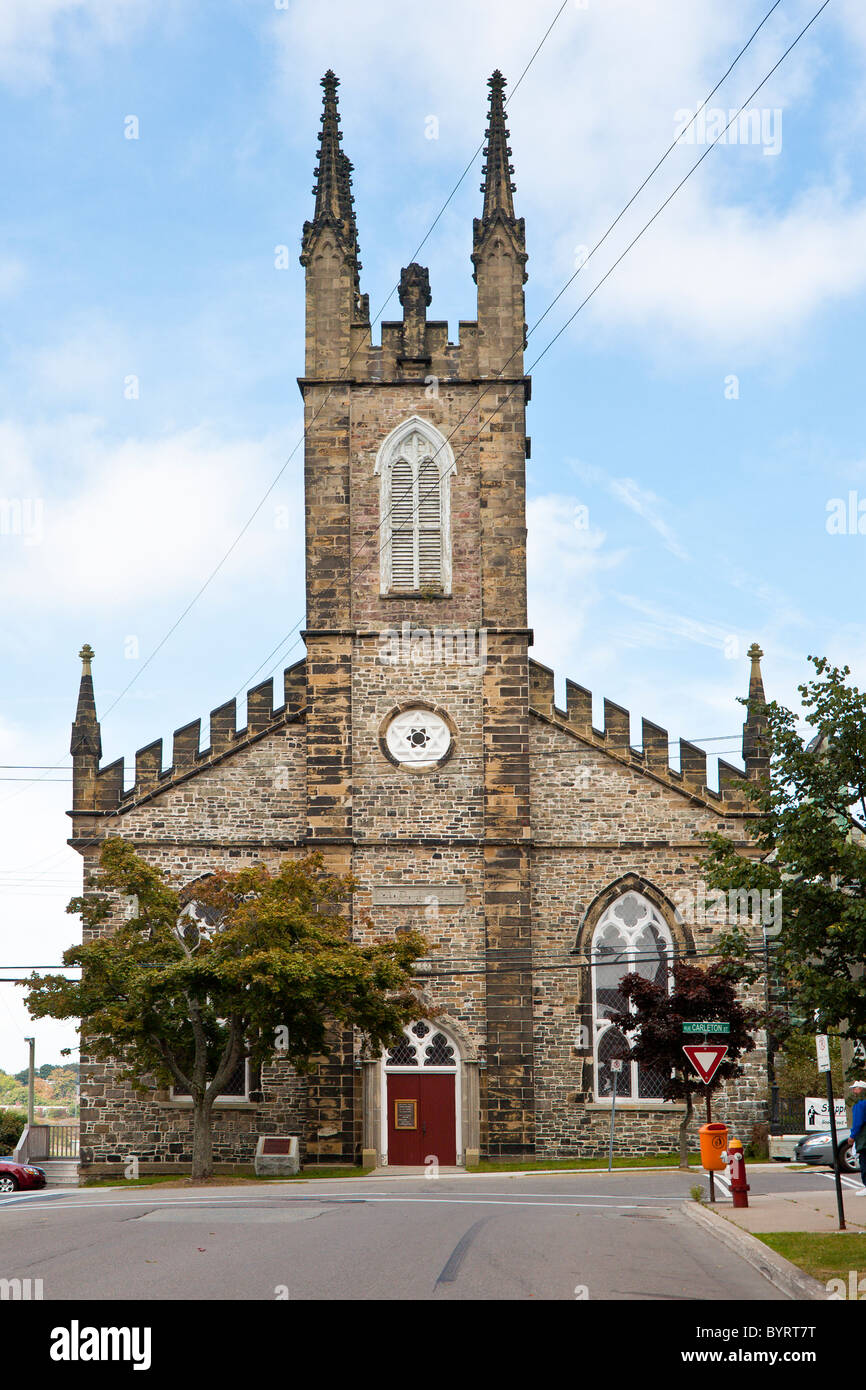 San Giovanni chiesa di pietra in uptown di Saint John, New Brunswick, Canada Foto Stock