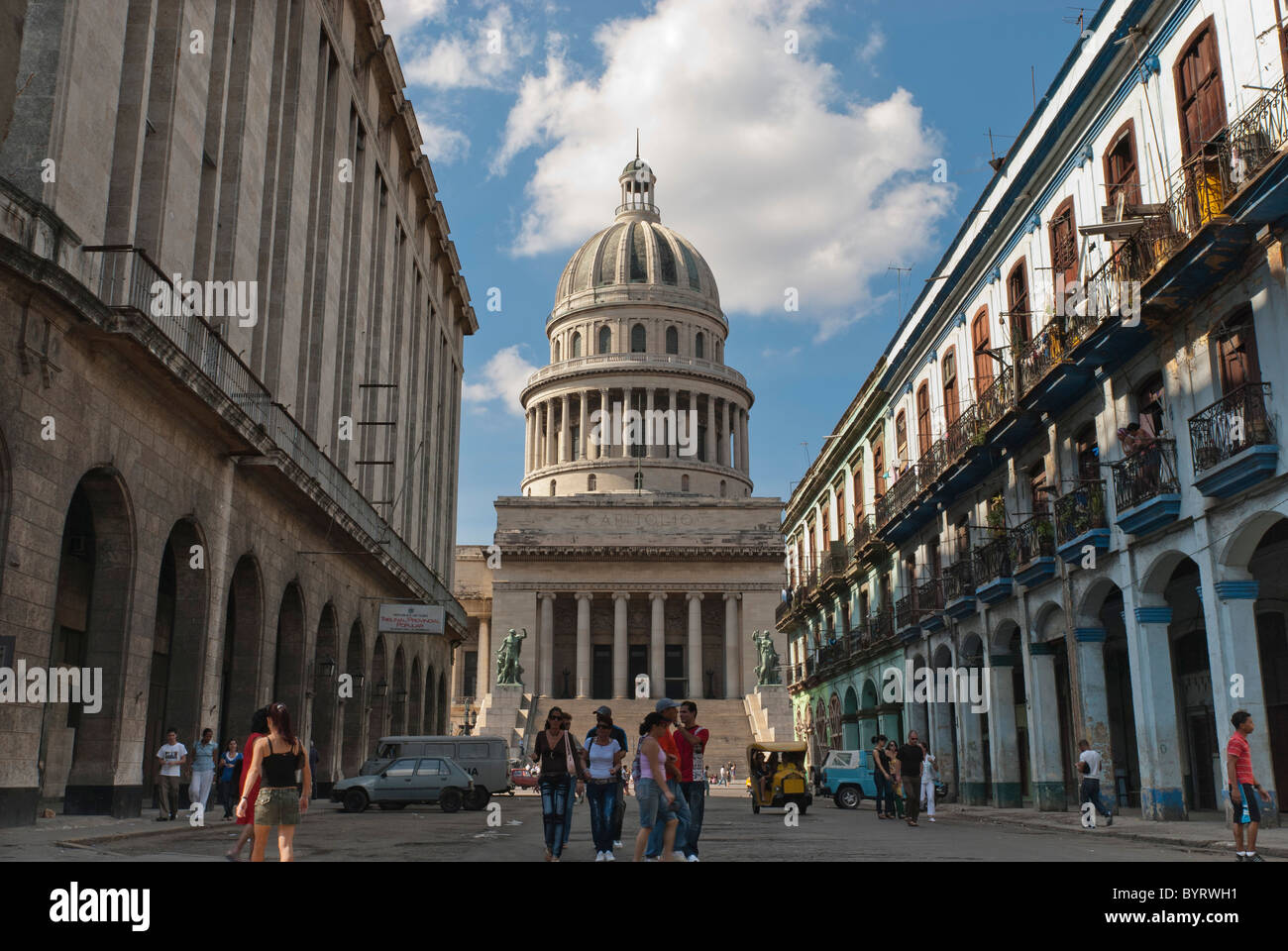 Vista del Capitol di Ciudad de La Habana, Cuba, dei Caraibi. Foto Stock