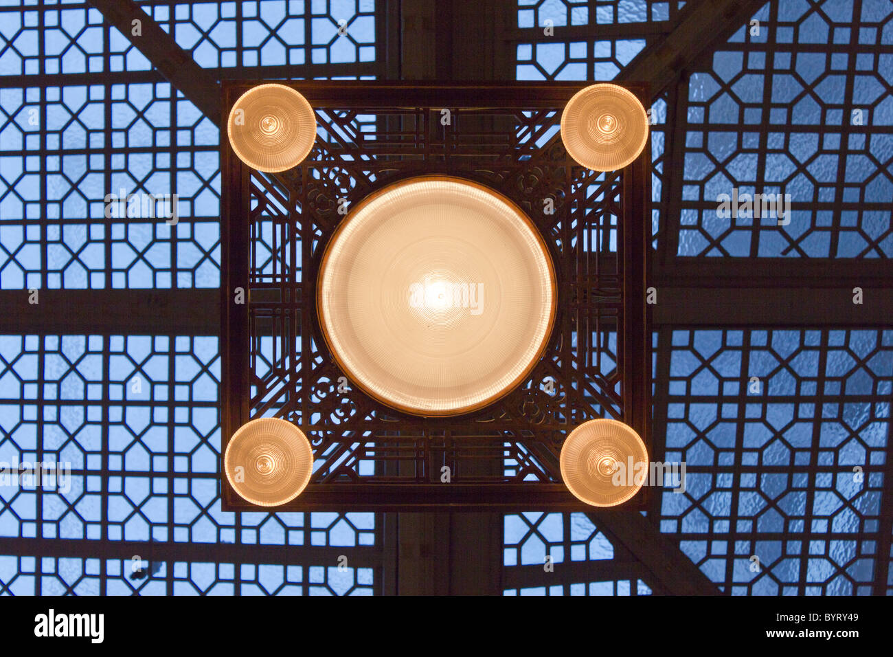 Interno della Rookery, 209 South LaSalle Street, Chicago, Illinois, Stati Uniti d'America Foto Stock