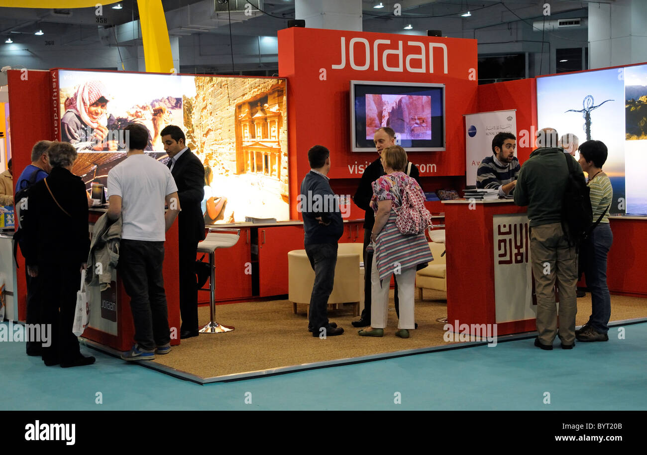 Jordan Tourism Organization che presentano le loro vacanze a destinazioni viaggi Fiera a Earls Court di Londra. Foto Stock