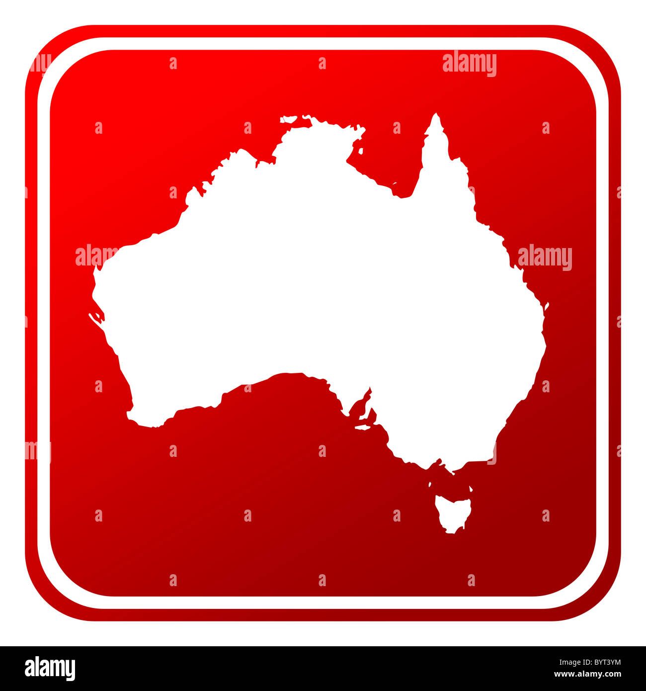 Red Australia pulsante mappa isolati su sfondo bianco. Foto Stock
