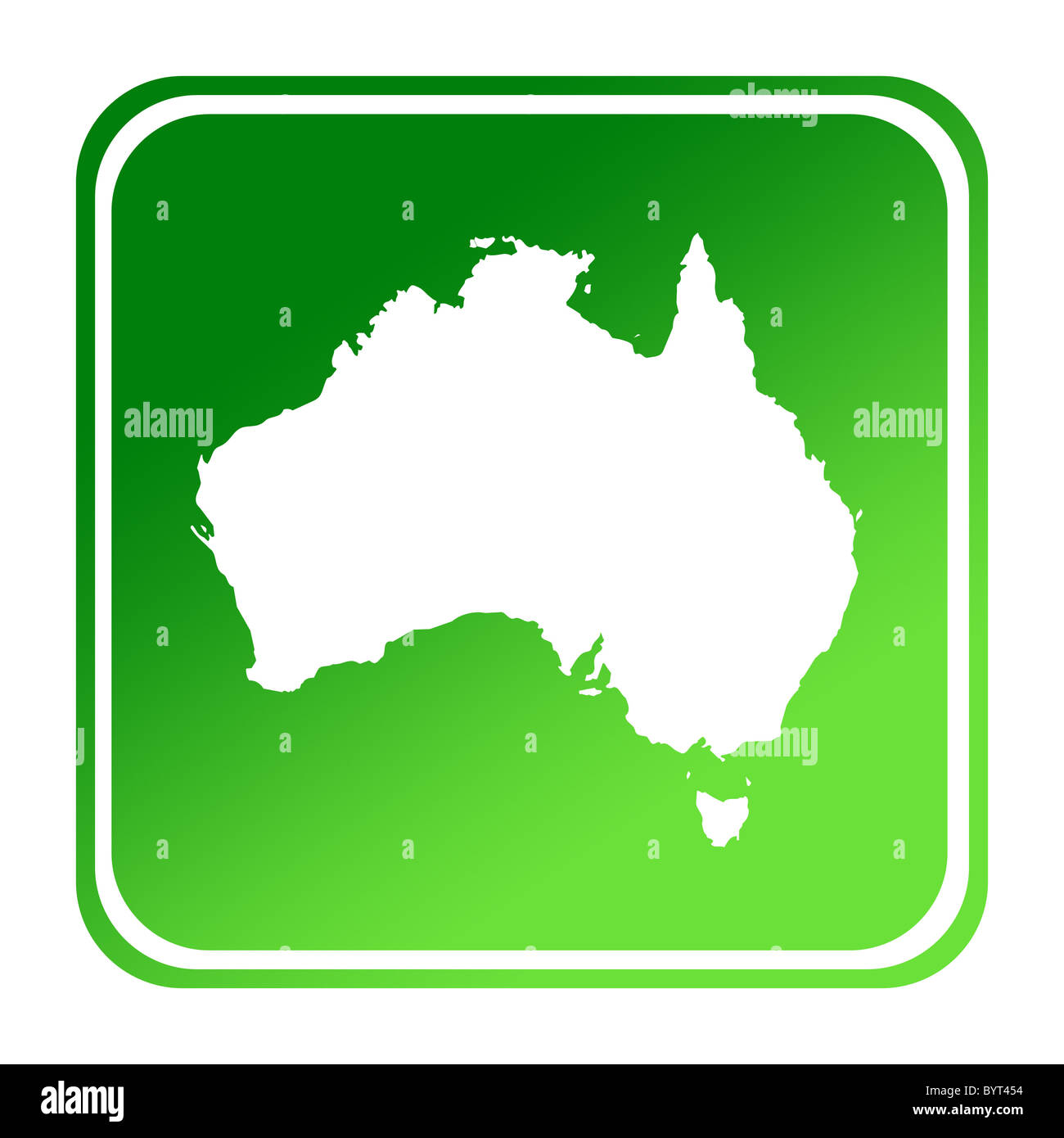 Australia pulsante mappa di gradiente verde; isolato su sfondo bianco con percorso di clipping. Foto Stock