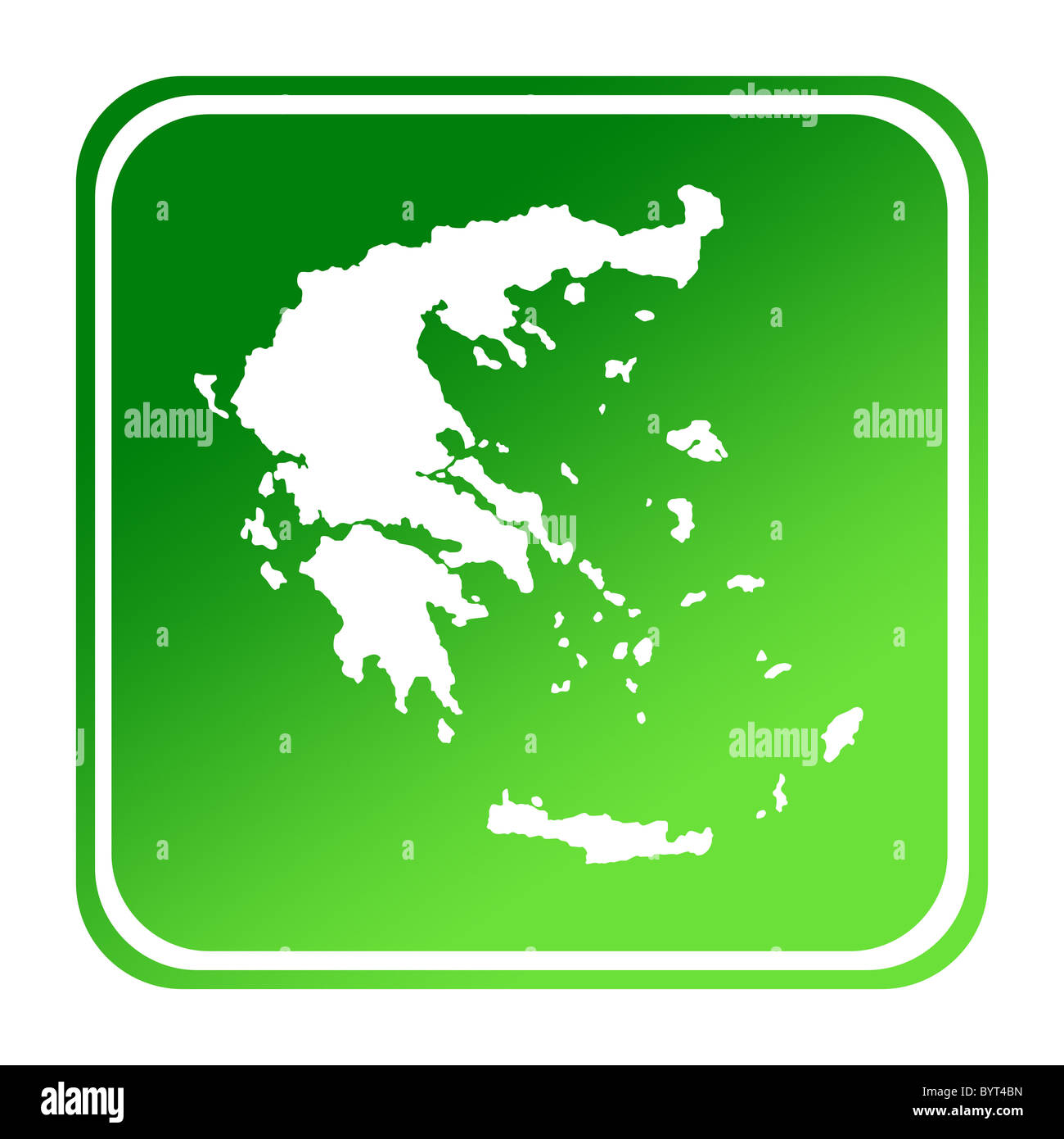 Grecia pulsante mappa di gradiente verde; isolato su sfondo bianco con percorso di clipping. Foto Stock