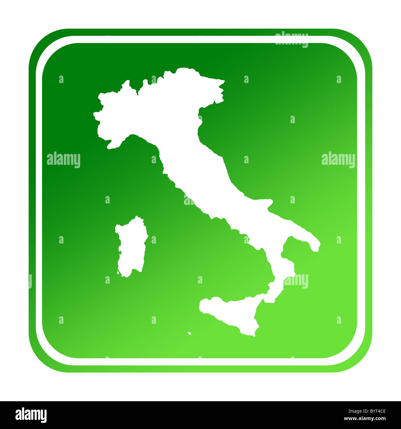 Italia pulsante mappa di gradiente verde; isolato su sfondo bianco con percorso di clipping. Foto Stock