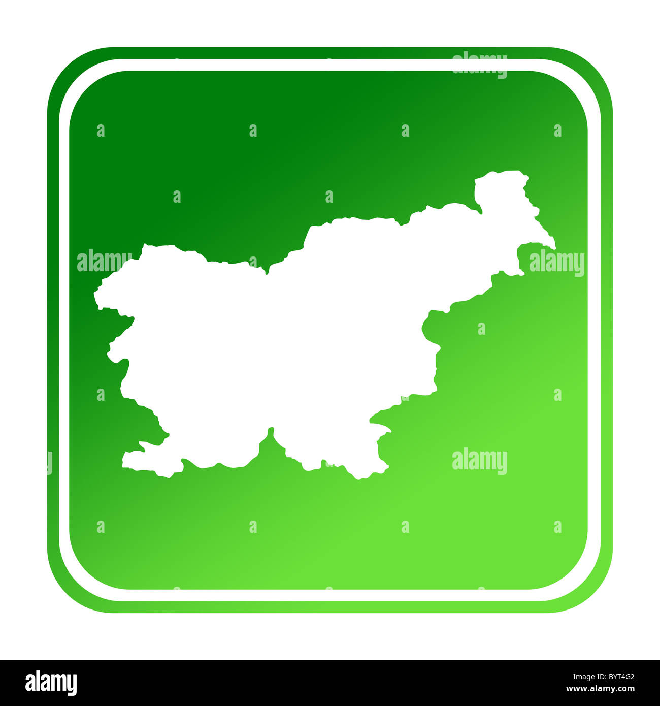 La Slovenia pulsante mappa di gradiente verde; isolato su sfondo bianco con percorso di clipping. Foto Stock