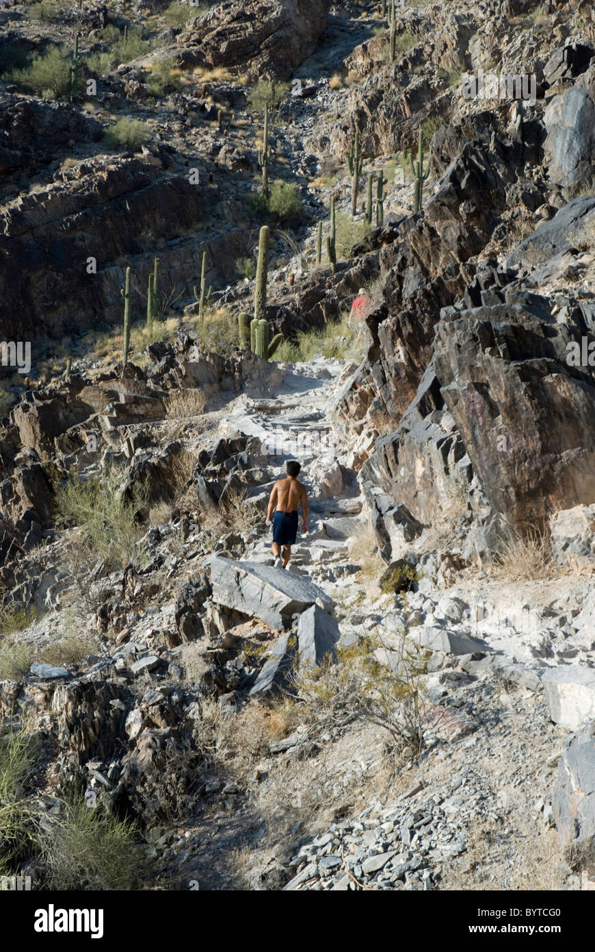 Il vertice il sentiero a picco Piestewa, precedentemente Squaw Peak, una montagna comunale preservare a Phoenix, Arizona, Stati Uniti d'America Foto Stock