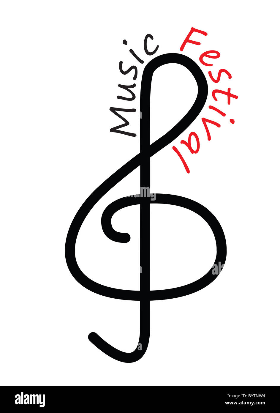 Nota musicale Festival poster illustrazione grafica Foto Stock