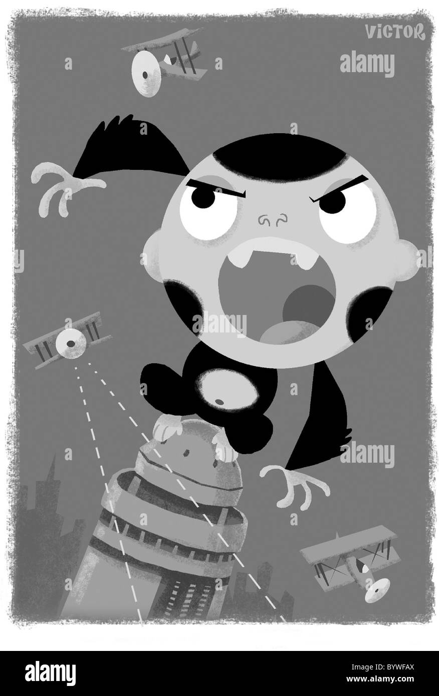 Iconico Bubbleheads Jeff Victor non disegni di cultura pop caratteri. La sua bolla-intitolato Star Wars illustrazioni sono giustamente Foto Stock