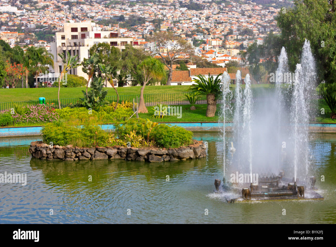 Fontane in Parque de Santa Catarina, Funchal, Madeira Foto Stock