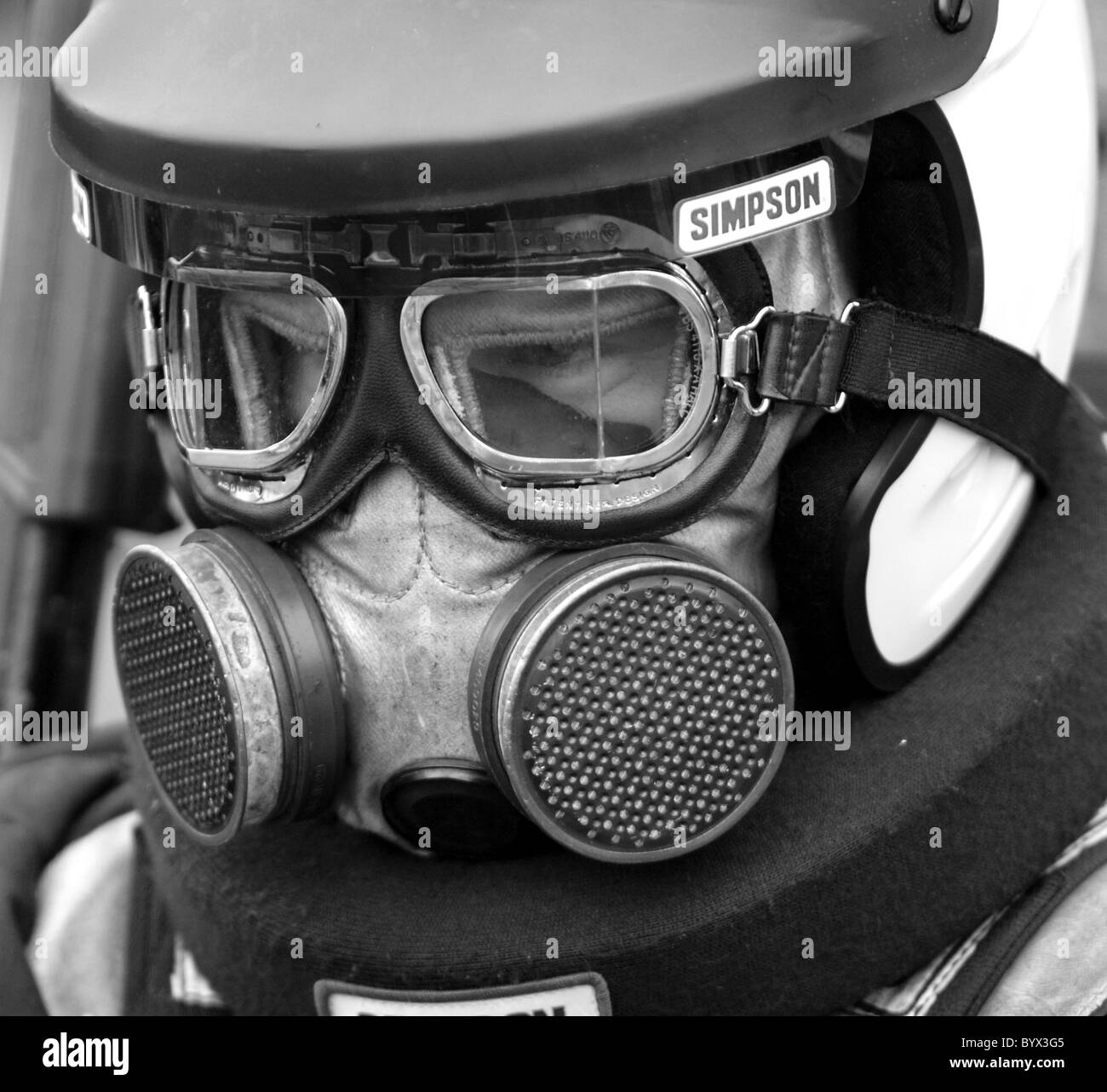 Drag racing driver maschera facciale Foto Stock