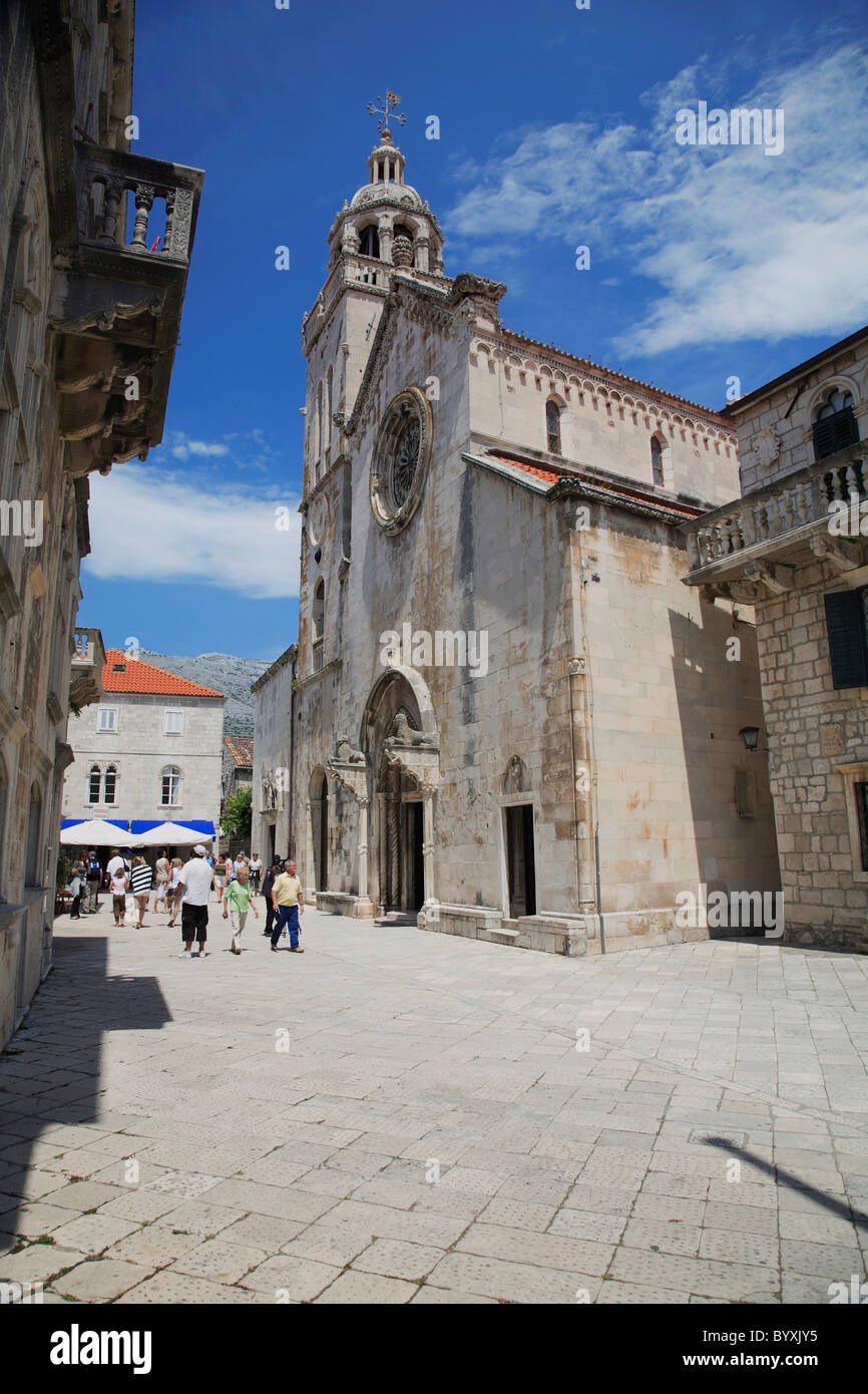 San Marco cattedrale korcula croazia, Adriatico Foto Stock