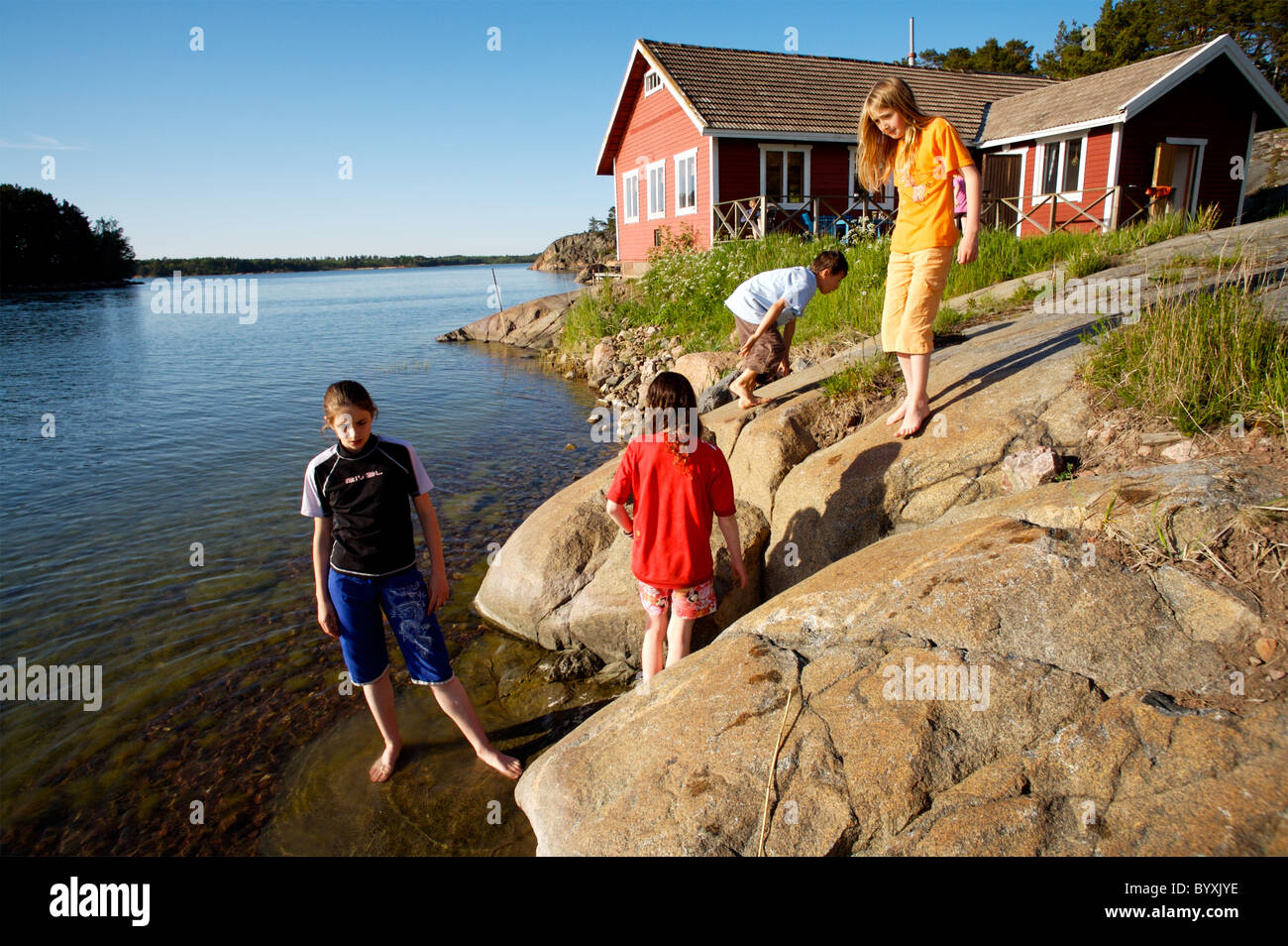 Casa per le vacanze, nei pressi di Degerby, Foglo, Isole Aland, Finlandia. Modello rilasciato. Foto Stock