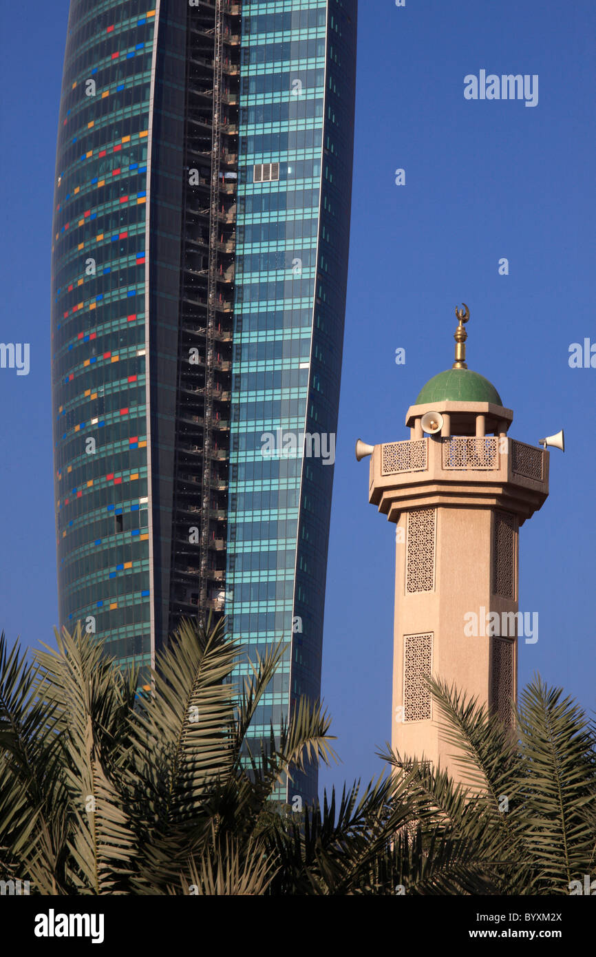 Il Kuwait Kuwait City, Regno Tower, moschea, minareto, Foto Stock