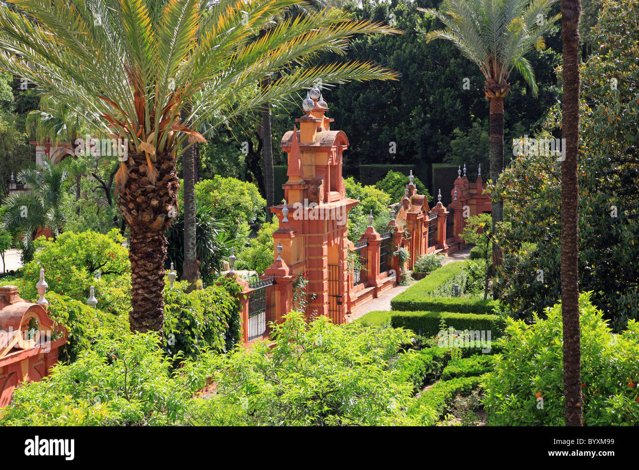 I giardini del Real Alcazar, Siviglia, Spagna Foto Stock