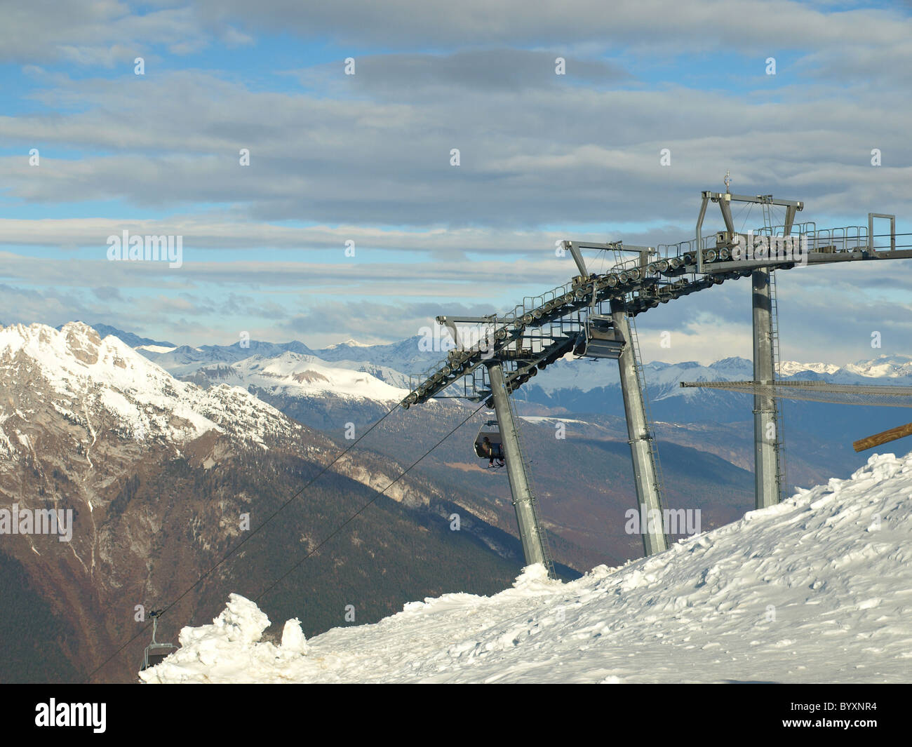 Stazione di teleferica. Ski Resort. Montagna italiana. Foto Stock