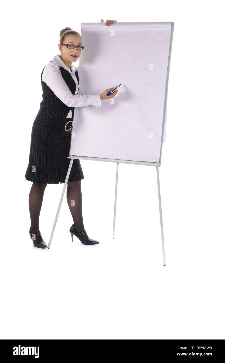 Imprenditrice femminile dando una presentazione Foto Stock