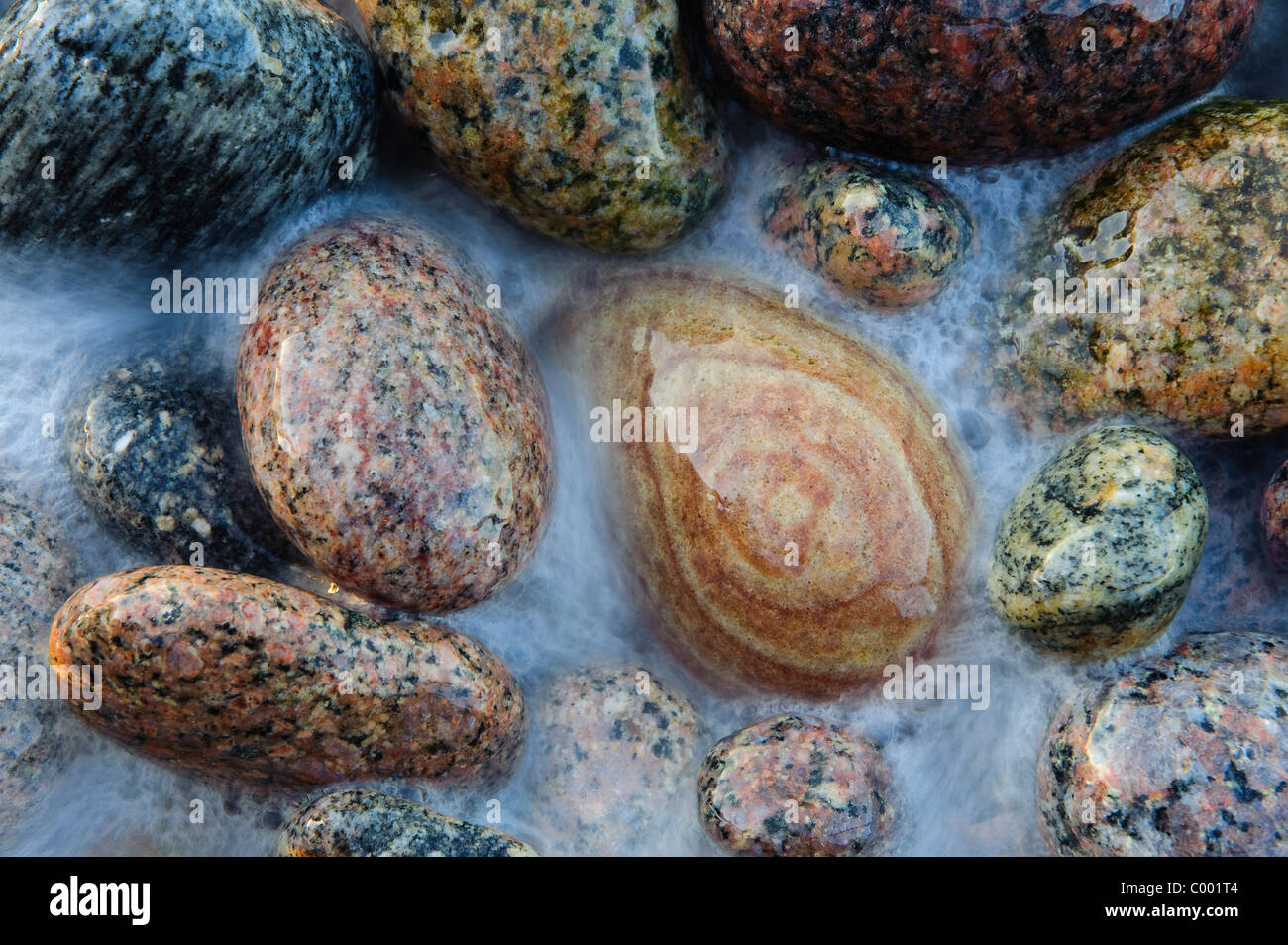 Colorfull pietre, Mar Baltico, Germania Foto Stock