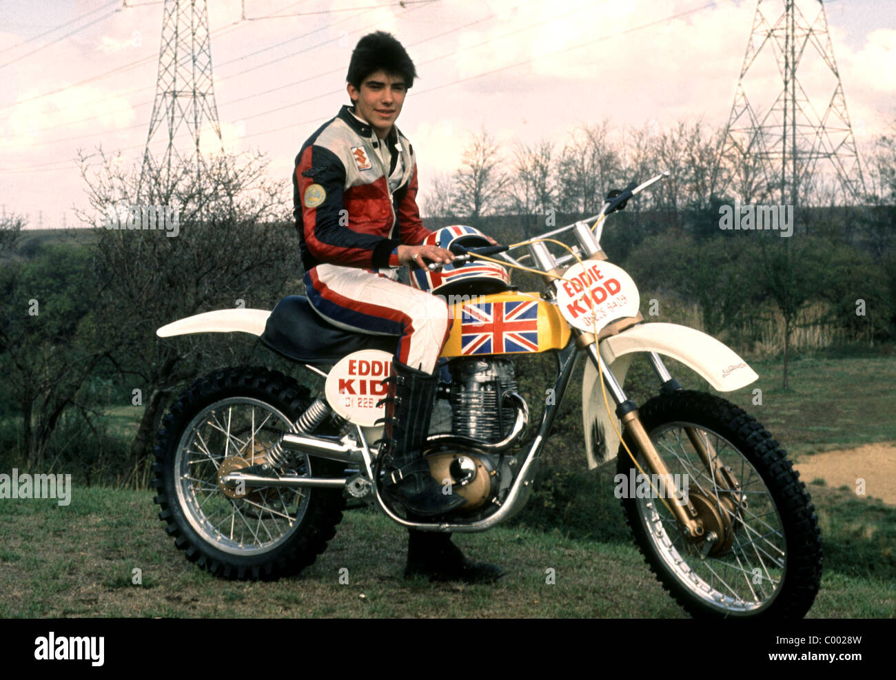 EDDIE KIDD MOTOCICLO STUNTMAN (1978) Foto Stock