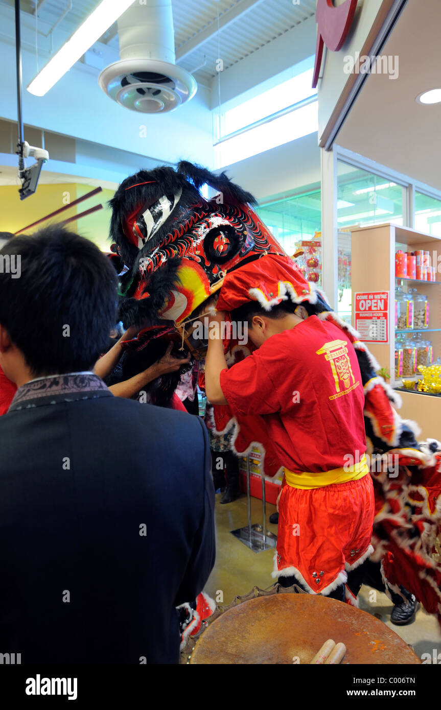 Capodanno cinese aperto dall'ambasciatore cinese Zhang Junsai e sua moglie alla cinese di Ottawa T & T Supermercato Foto Stock