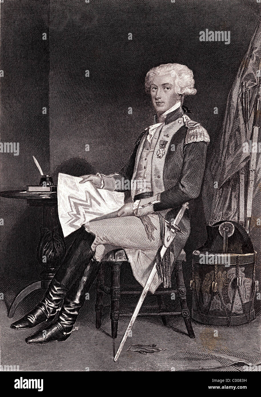 Il marchese de Lafayette, Marchese de La Fayette. Foto Stock