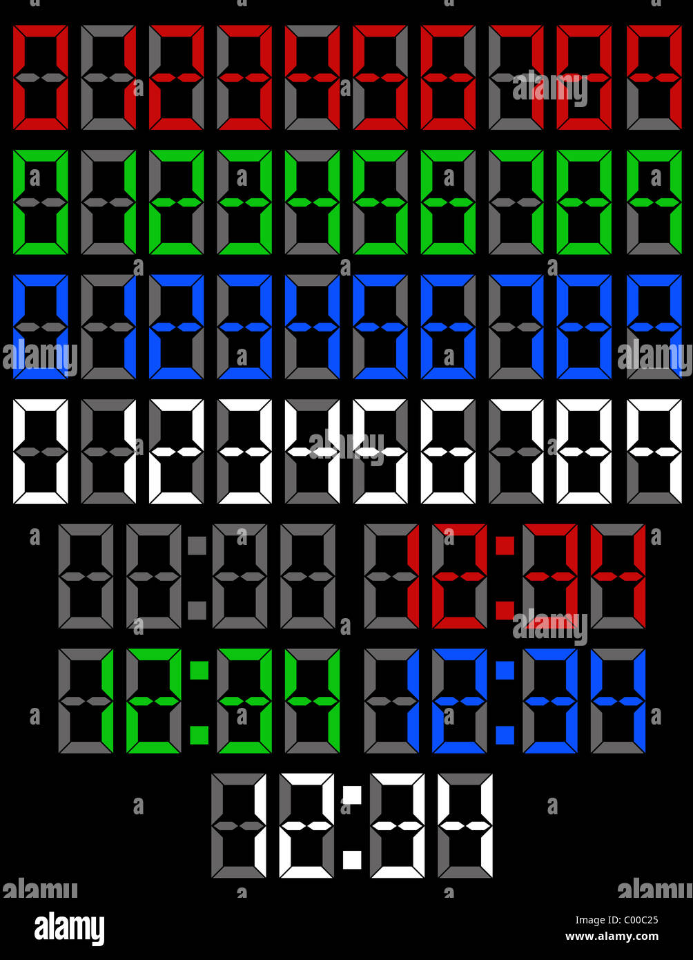 Set di numeri digitali Foto Stock