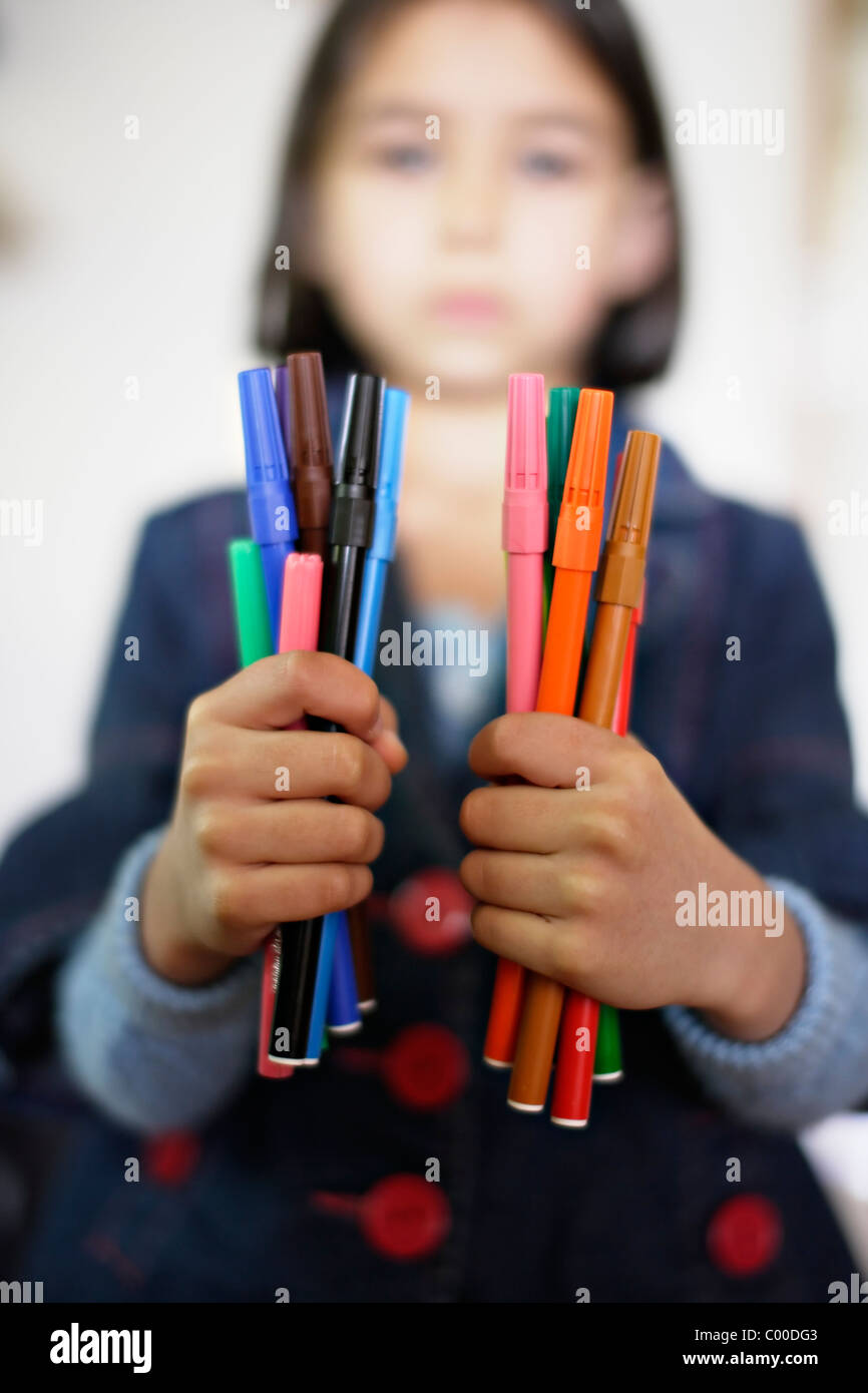 Le mie penne colorate. Foto Stock