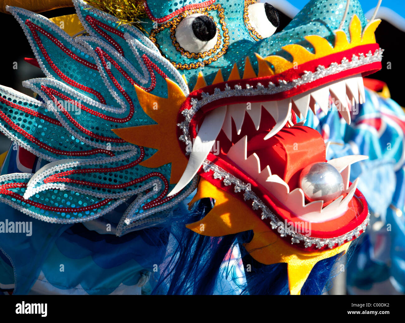 Un blu drago cinese a un nuovo anno lunare cinese celebrazione Foto Stock