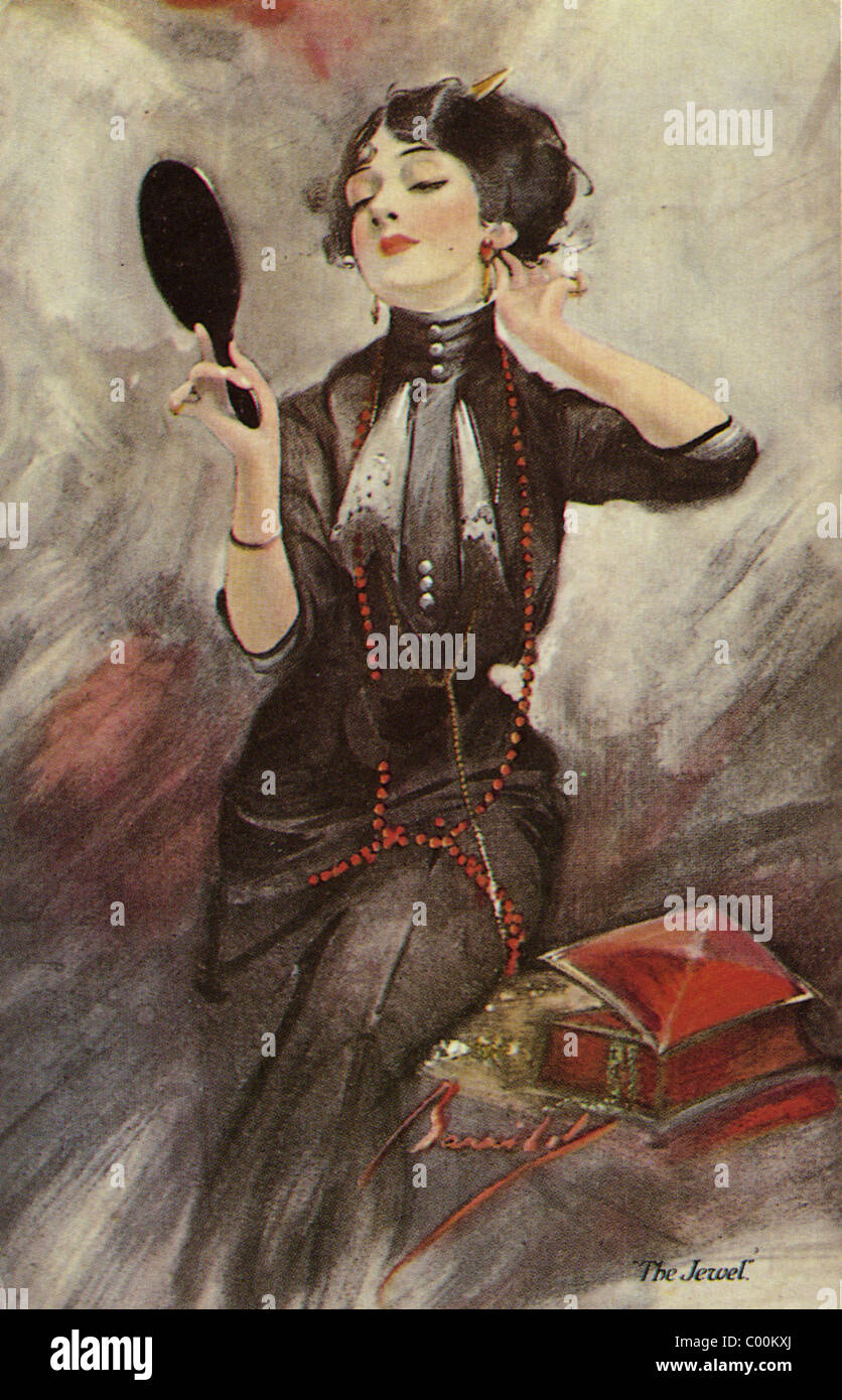 Cartolina di moda circa 1910 Foto Stock