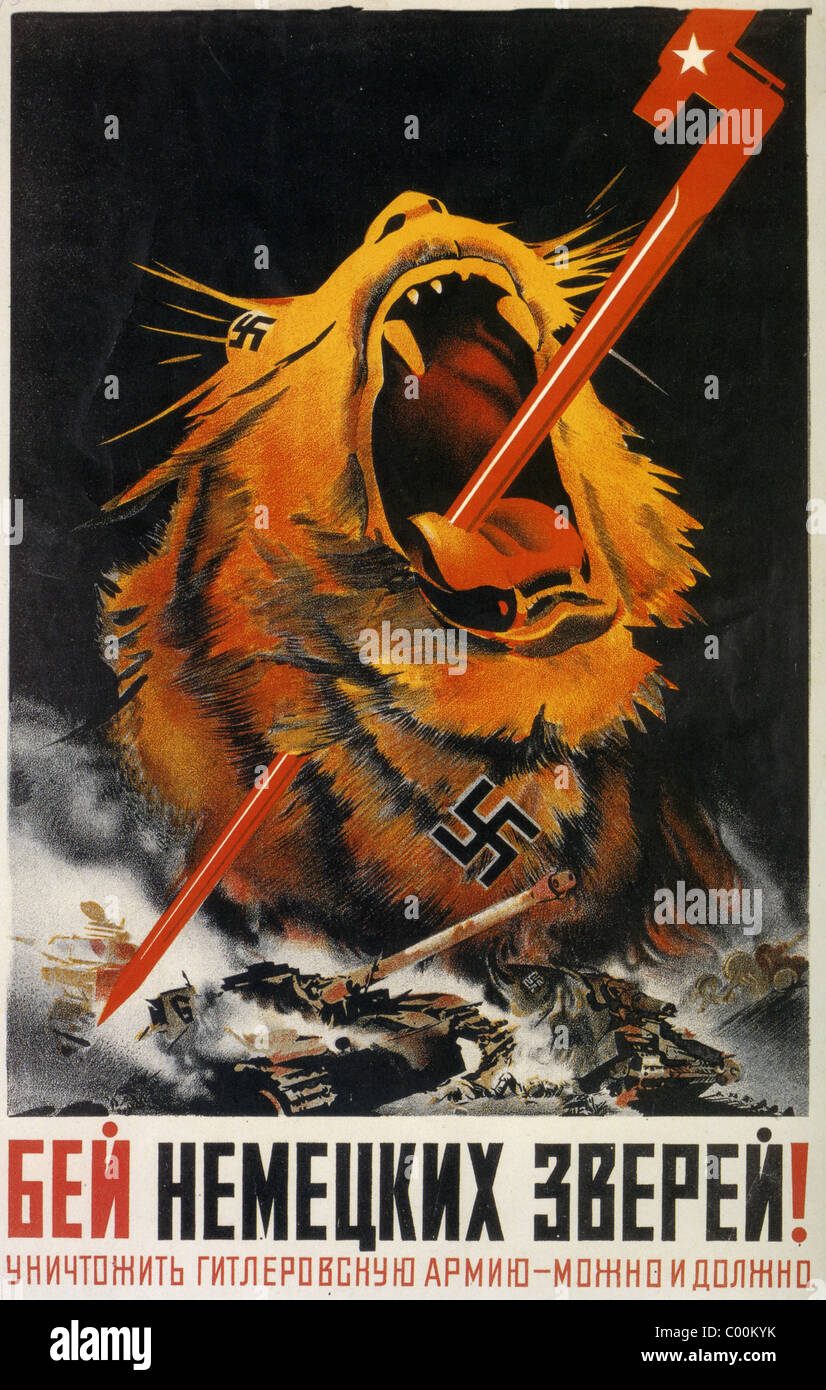 Battere il tedesco bestie ! 1943 poster russo - " la distruzione di Hitler esercito deve essere fatto' Foto Stock