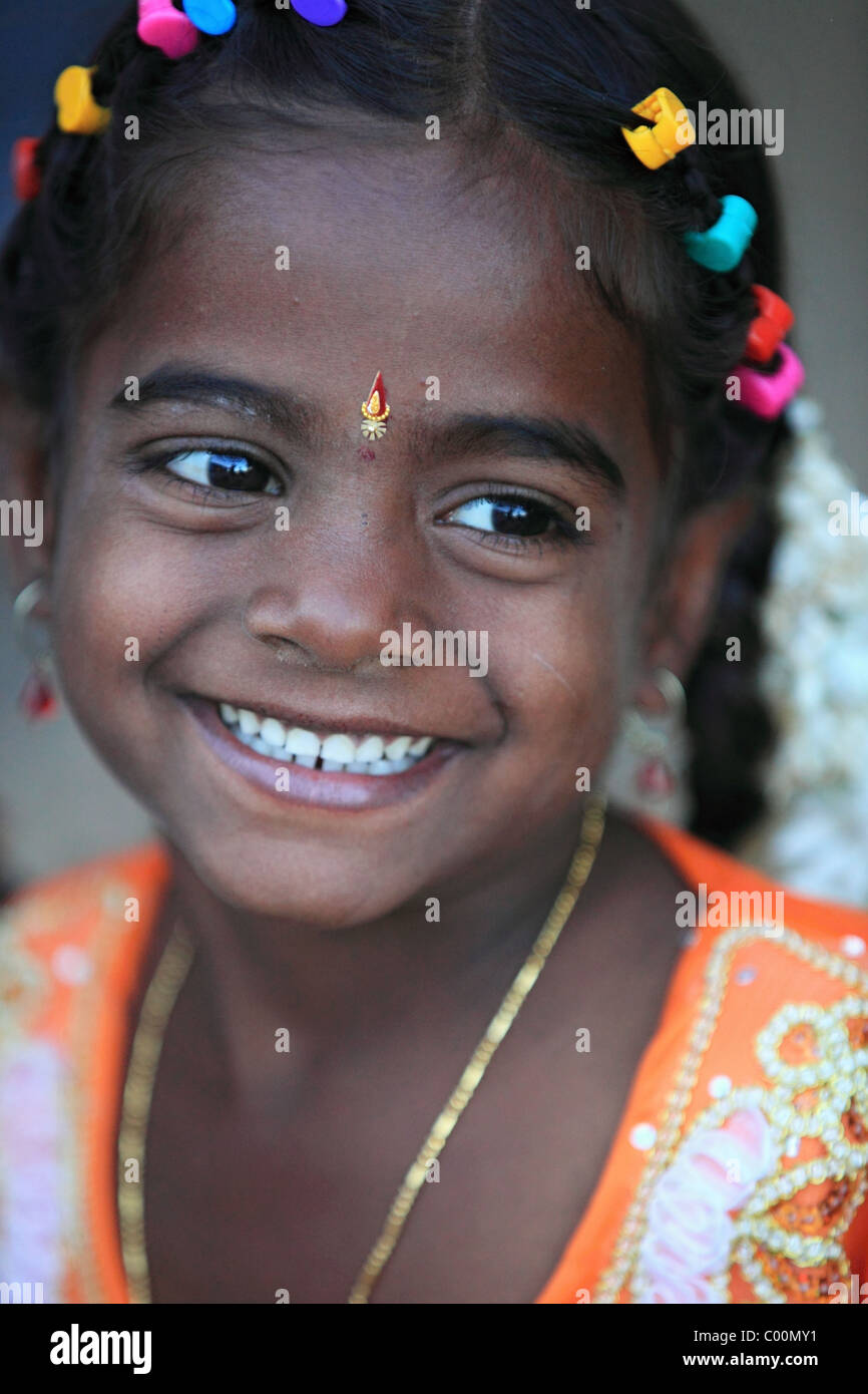 Ragazza indiana ritratto Andhra Pradesh in India del Sud Foto Stock