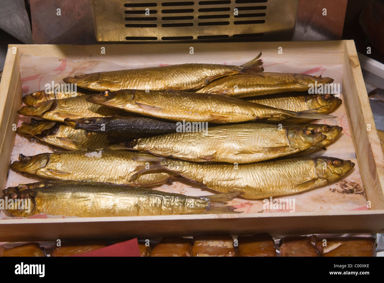 Cibo pesci affumicati Baltic Heering mercato Buckling-hall Foto Stock