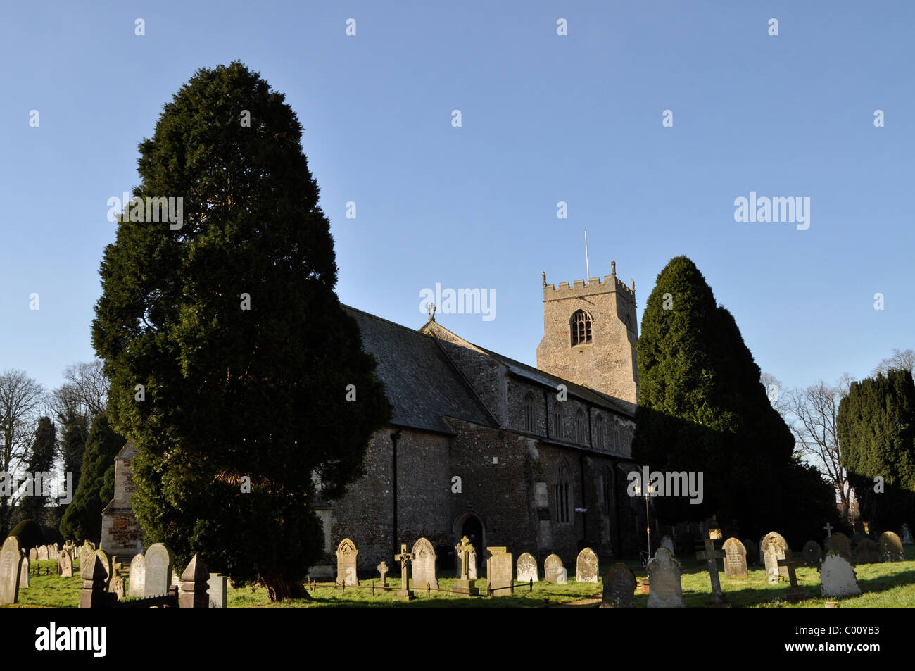 Inglese antico sagrato in primavera, San Nicola, Dersingham, chiesa normanna sito. Foto Stock