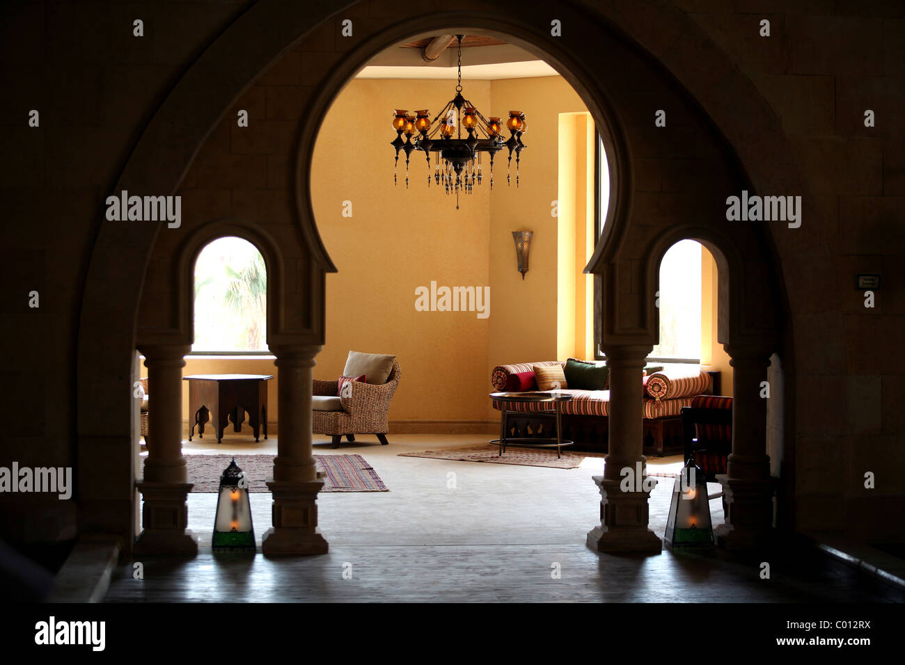 Area lounge presso il Sahara Sands hotel in Port Ghalib Resort in Egitto. Foto Stock