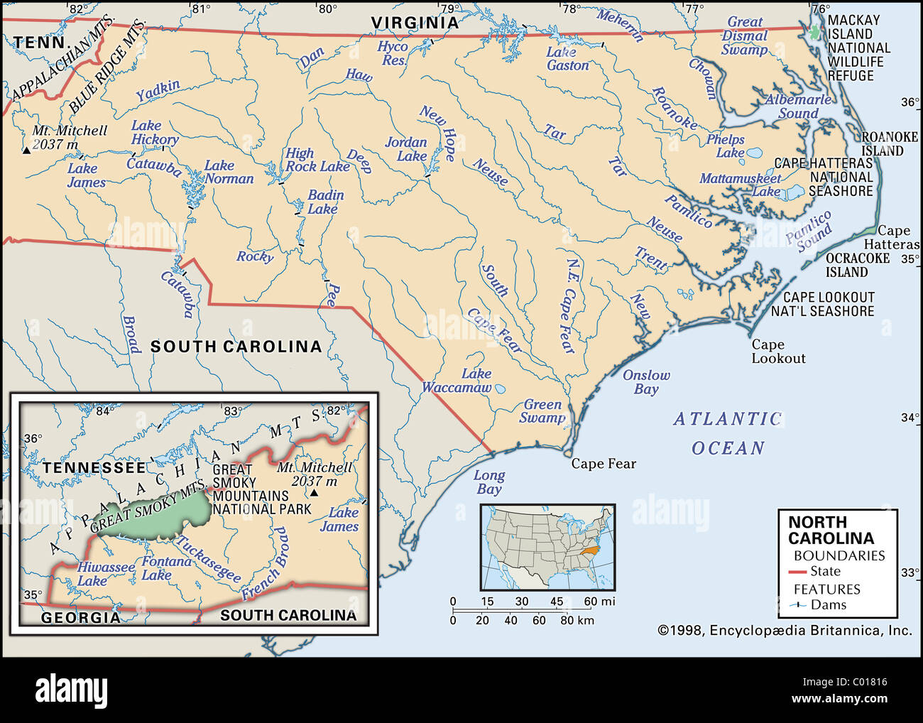 A photo of a physical map of North Carolina, which seems unrelated to the topic of Arsenal FC and Declan Rice transfer news.