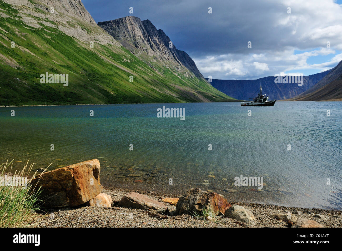 Braccio del nord del fiordo Saglek, Torngat Mountains National Park, Terranova e Labrador, Canada Foto Stock