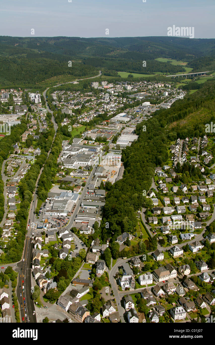Vista aerea, Meschede, Renania settentrionale-Vestfalia, Germania, Europa Foto Stock