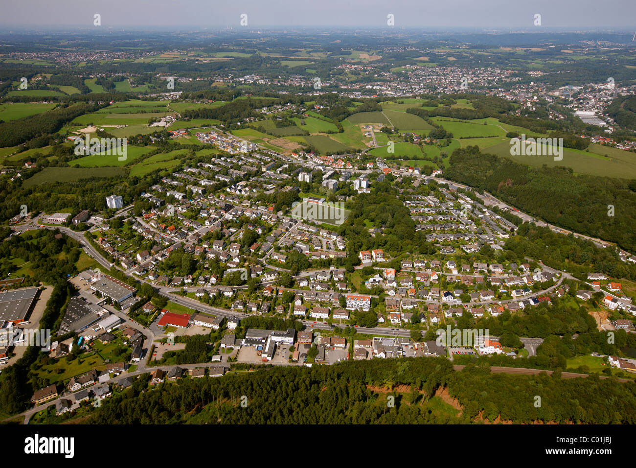 Vista aerea, Schwelm, Renania settentrionale-Vestfalia, Germania, Europa Foto Stock