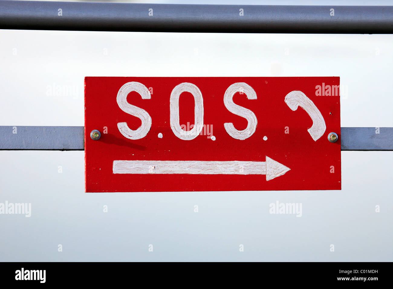 SOS salva le nostre anime telefono di emergenza segno Foto Stock