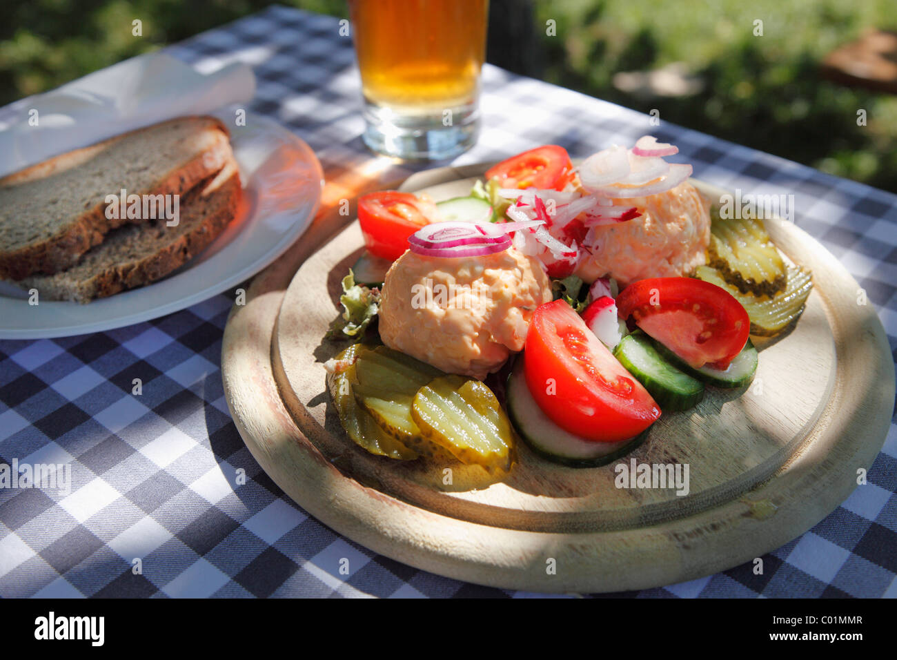 Obatzter, tipici snack bavarese piastra, Alta Baviera, Baviera, Germania, Europa Foto Stock