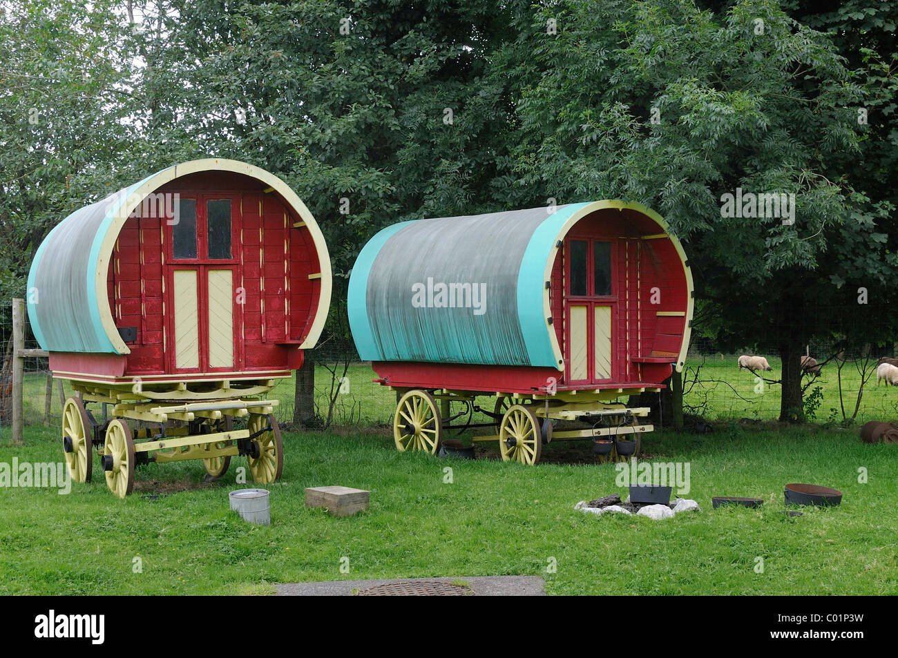 I carri del viaggiatore minoranza, Bunratty folk park, Ennis, regione di Shannon, Irlanda, Europa Foto Stock