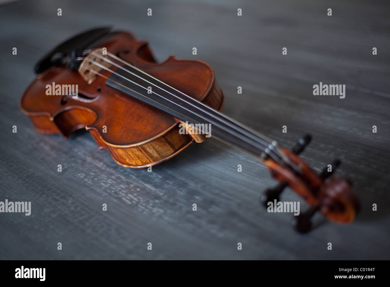 Close up di un liutaio violino fabbricato da Emile Boulangeot. Foto Stock