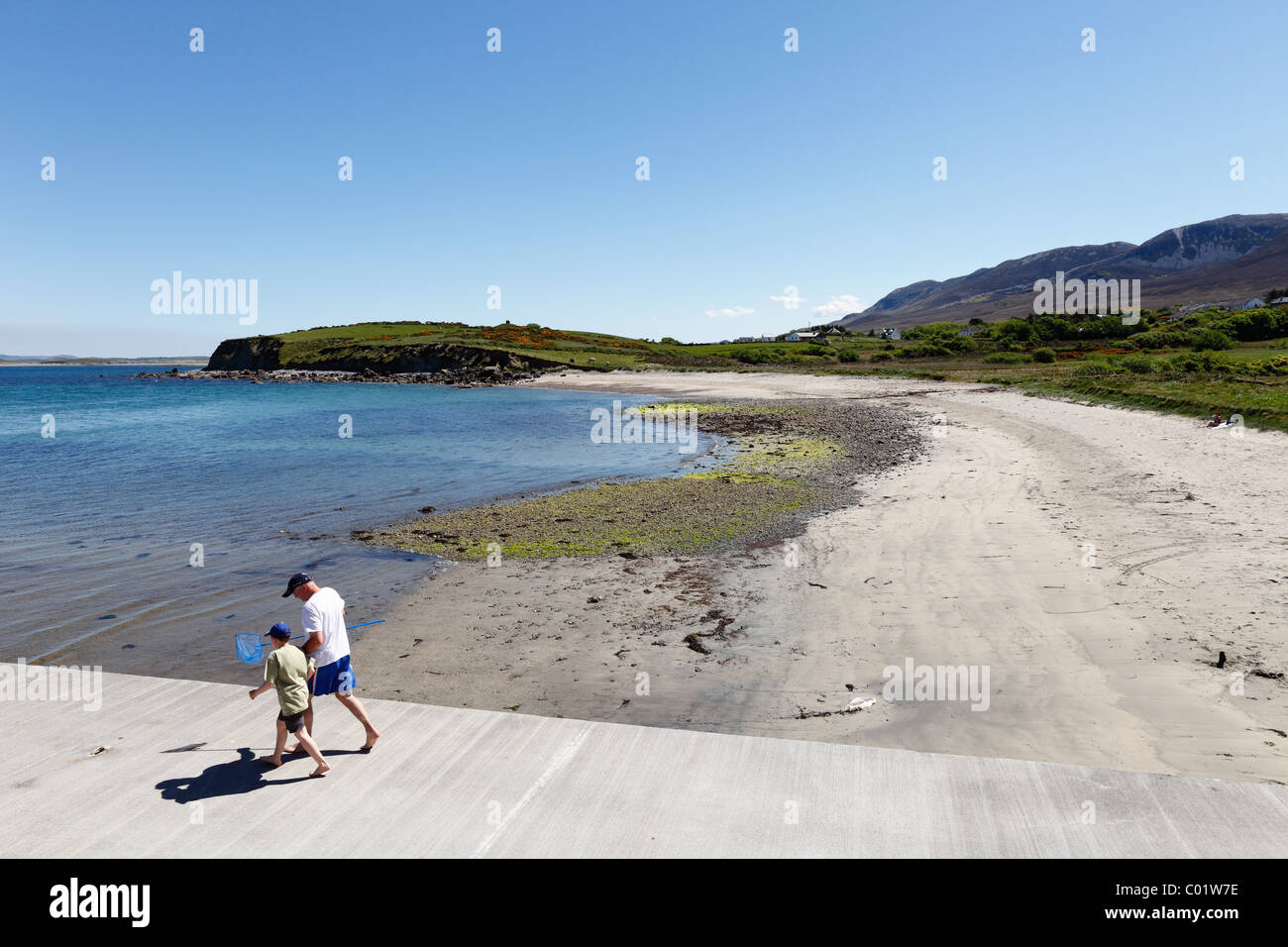 Spiaggia di Lecanvey, la Baia di Clew, nella contea di Mayo, Connacht provincia, Repubblica di Irlanda, Europa Foto Stock