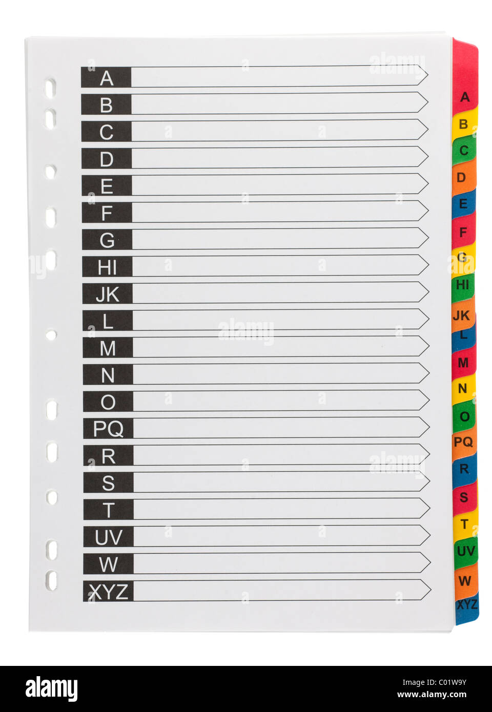 Dalla A alla Z divisori in mylar Foto Stock